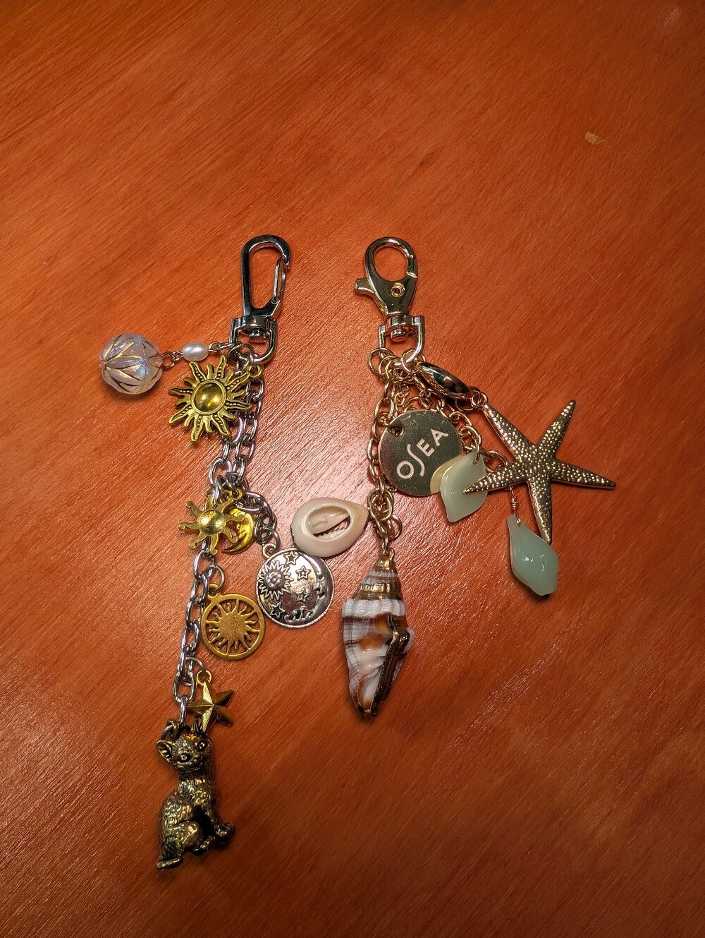 Purse Charm Bundle Coastal & Cat Gold Tone Bag Charms Set of 2